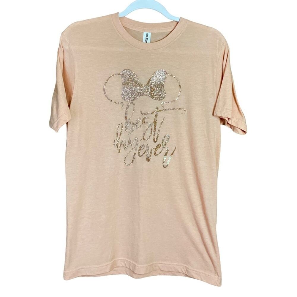 Minnie Mouse Disney Best Day Ever Glitter Shirt Disneyland SZ Medium Large - Picture 1 of 5